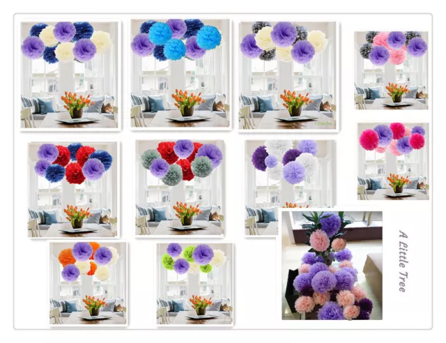 12 PCs New PURPLE LILAC Theme Mixed Tissue Paper Pompoms Fluffy  Ball  Pom Poms