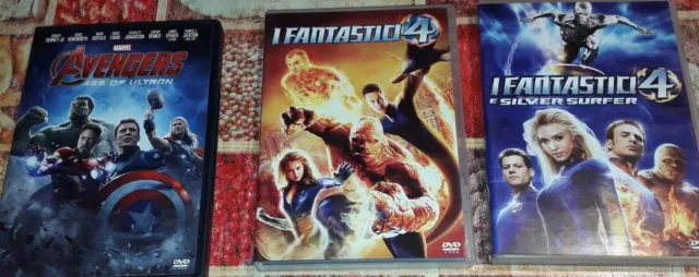 3 DVD Film Eroi Marvel: Avengers - Fantastici 4 e Silver Surfer - Fantastici 4