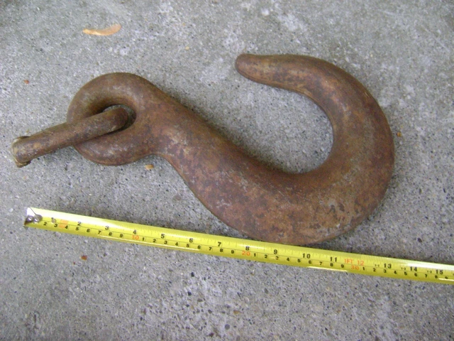 Vintage Metal Chain Crane Rigging Hoist Cast Iron Large Giant Hook 4 1/2 ton