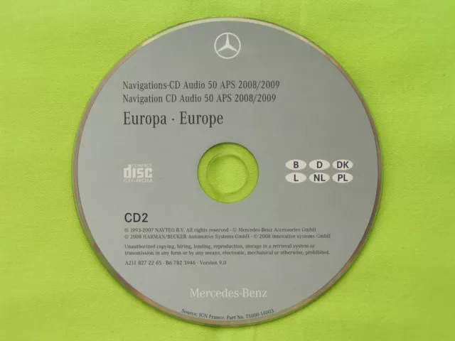 Cd Navigation Mercedes Benz Audio 50 Aps Deutschland Benelux 2009 Cls E Slk Ntg1
