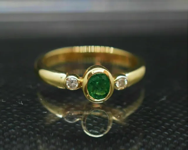 Lab Created Green Emerald 2Ct Oval Cut Engagement Ring 14K Yellow Gold Plated