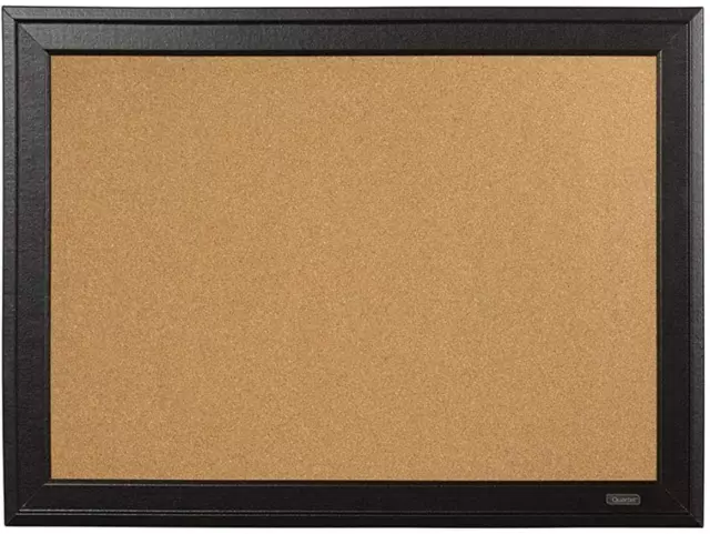 Quartet Cork Bulletin Board, Framed Corkboard, 11” X 17”, Black Frame, Message B