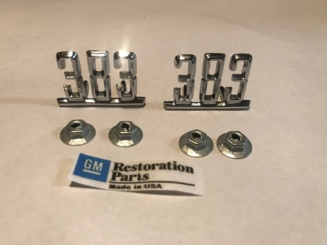67 68 69 Fender Emblem "383" Camaro, Nova, Chevelle, Impala, Fullsize