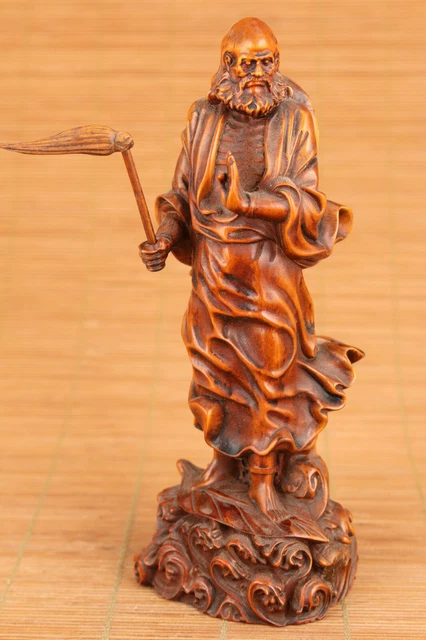 chinese boxwood hand carved buddha Bodhidharma statue blessing gift