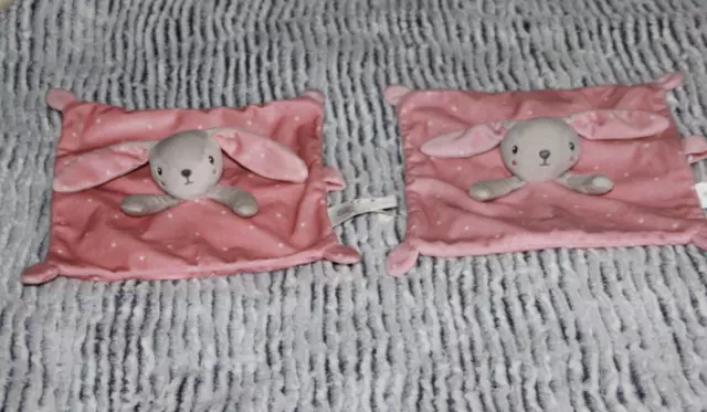 Doudou SIMBA TOYS KIABI LAPIN PLAT rose gris étoile lot  de 2