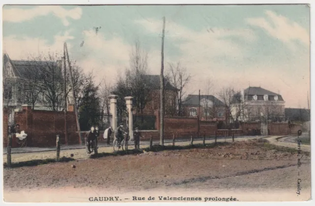 Rue de Valenciennes Prolongee, Caudry, France - Antique Postcard Posted WWI