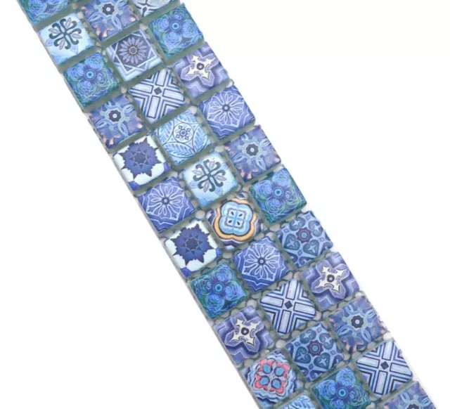 Bordo mosaico bordo mosaico vetro con rivestimento retrò biscotto blu WB78BOR-RB33