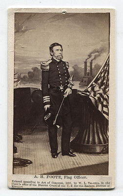 Civil War Cdv A.h. Foote Union Flag Officer.