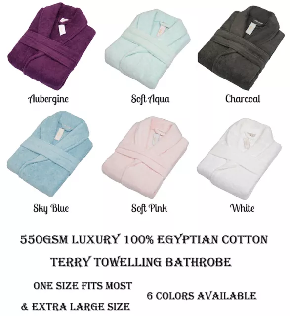 550GSM Luxury Egyptian Cotton Terry Toweling Bath Robe Bathrobe One Size XL &XXL