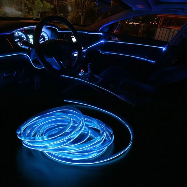 5Meters Interior USB EL Wire String Strip Blue Cold Light Set for Car Dash Decor