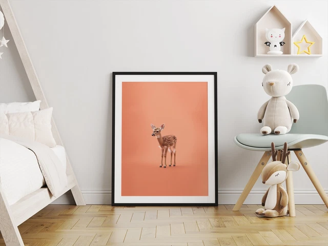 Cute Baby Deer Poster Print | Funny Minimal Animal Nursery Wall Art Decoration