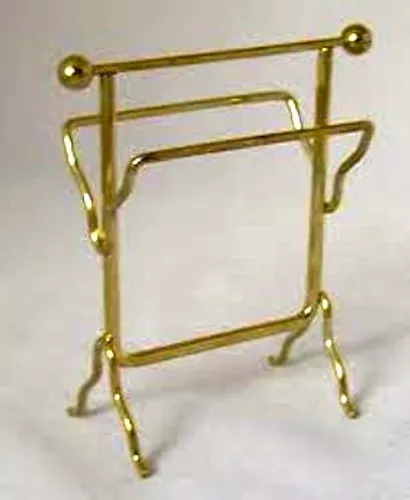 Gold Towel Rail, Dolls House Miniature, Bathroom Accessory 1/12 scale. Towels