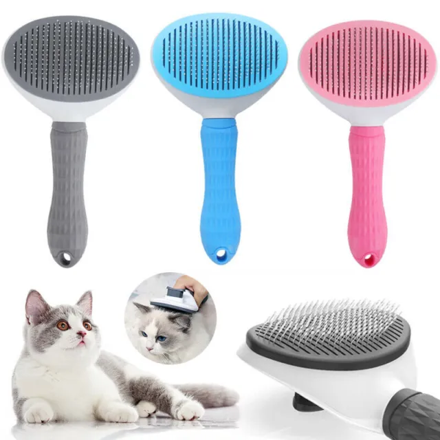 Dog Cat Pet Clean Grooming Self Cleaning Slicker Brush Massage Hair Remover Comb