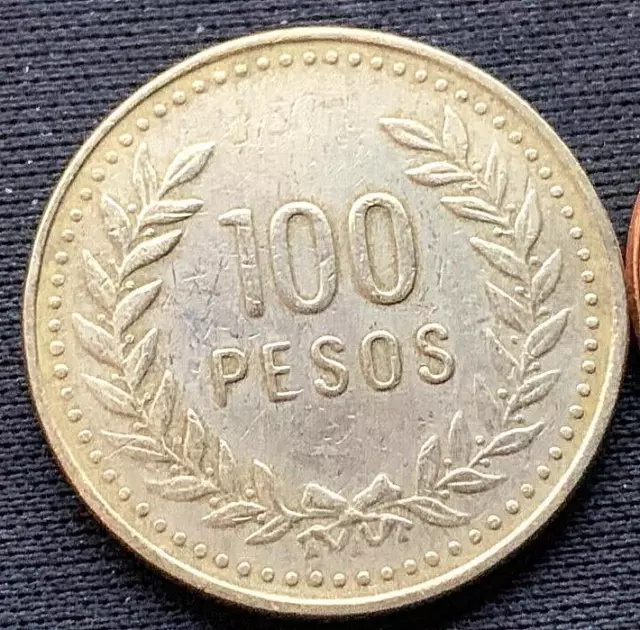 1993 Colombia  100 Pesos Coin AU UNC      #M137