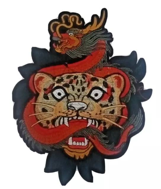 GRAND PATCH BRODÉ à repasser ou à coudre motif dragon chinois 30,5