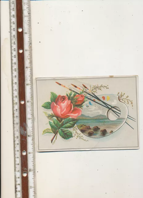 D946  Large Victorian Trade Card  Quinby & Willett Favorite Coffee Paint Palette