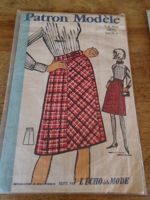 ANCIEN PATRON COUTURE tracé "Modes de paris" vintage; Robe taille 42/44