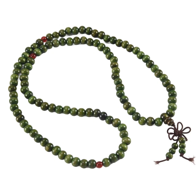 Bracelet Mala En Perles De Bois Rouge 8mm - Style Bohème - Sans Fermoir - Neuf Sans Emballage