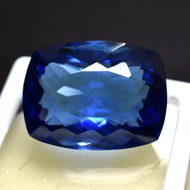 Stunning Blue Topaz Lab-Created Cushion Cut 58.35 Ct Loose Gemstone CERTIFIED