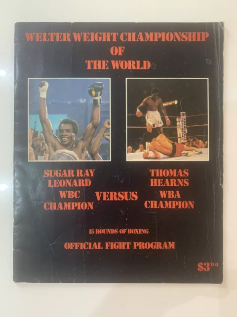 Sugar Ray Leonard v Thomas "Hit Man" Hearns Official Programme + Unused Ticket