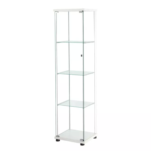 Stacked Display Cabinet Tempered Glass 4 Tier Shelves Magnetic Door 164cm Tall