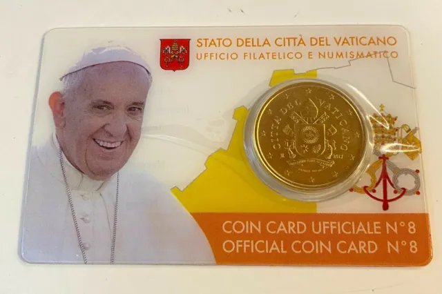8. Coincard aus dem Vatikan 2017 - 50 Cent Papst Franziskus  Euromünzen aus KMS