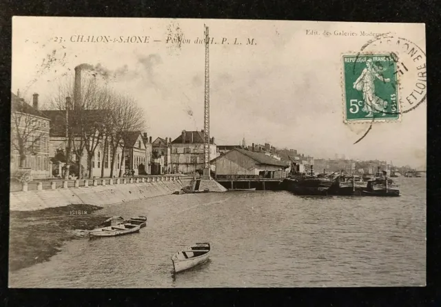 CPA 71 Saône-et-Loire - Chalon-sur-Saône - Ponton du H.P.L.M. - 1912 - bateaux