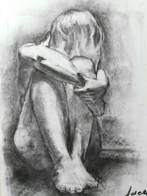 Female Nude Charcoal Drawing On Paper Original Art A3 3