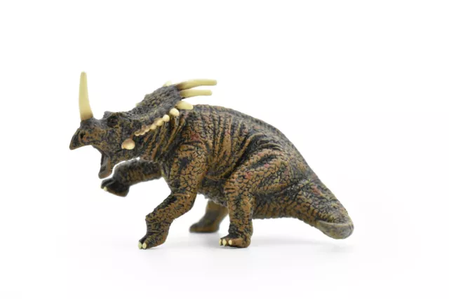 Styracosaurus Dinosaur Toy, Realistic Plastic Replica, Hand Painted Figurine  4"