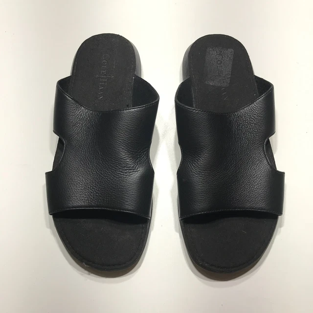 Cole Haan Slides Sie 8 Mens Black Leather Slip On Sandals Open Toe