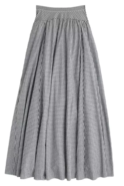 NWT J.Crew Ball Maxi in Black White Gingham Tulle Lined Full A-line Skirt 2