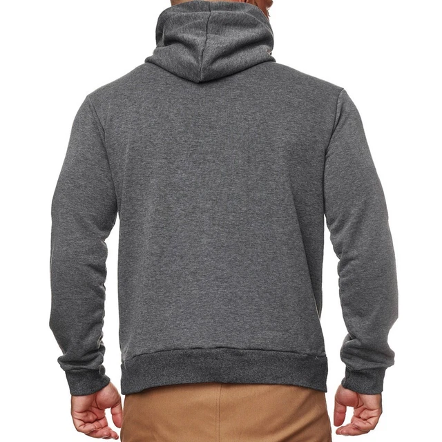Uomo Felpa con Cappuccio Casual Solido Tasca Slim Fit Maglione Pullover Maglia 3