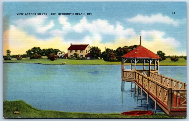 DE Rehoboth Beach View Across Silver Lake UNP Linen Postcard