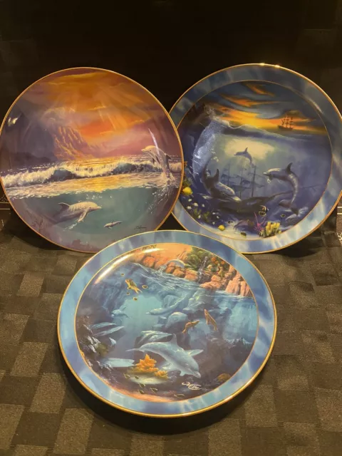 FRANKLIN MINT Dolphin X3 Collector Display Plates Limited Edition