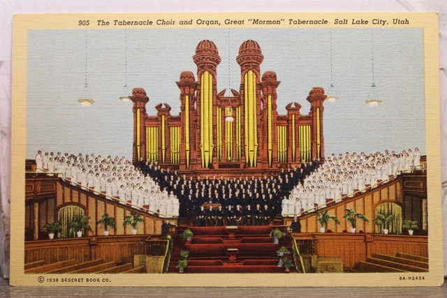 Utah UT Salt Lake City Great Mormon Tabernacle Choir Organ Postcard Old Vintage