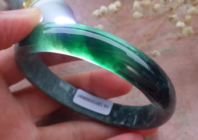 Certified Green Burma Natural A JADE Jadeite Bangle Bracelet 57mm 手镯 598388 AS
