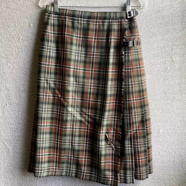 Locharron Womens Scotland Kilt 28 In Waist Plaid 14 Scott Green Wool Traditional