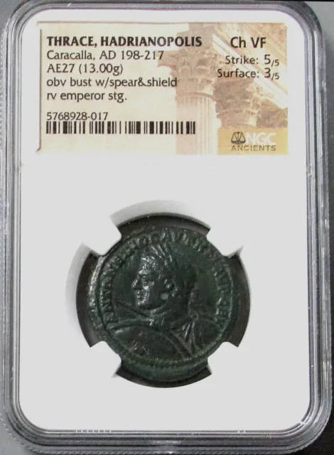 198 - 217 Ad Thrace Hadrianopolis Caracalla Ae 27 Hercules Coin Ngc Choice Vf