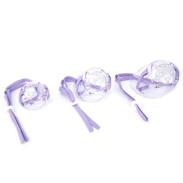 3pcs Cat Dog Muzzle Anti‑Bite Cat Mouth Cover Breathable Transparent Cat Dog ND2