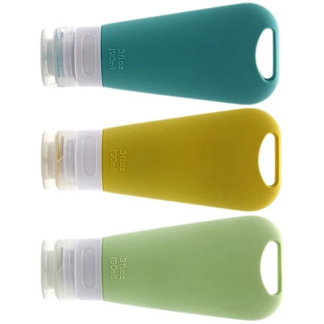 3 piezas de artículos de tocador de viaje contenedor de champú de viaje botella 90 ml loción