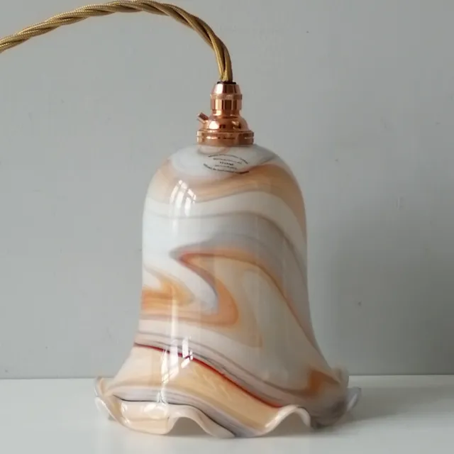 A Beautiful Vintage French Vianne Mouth Blown Glass Ceiling Light