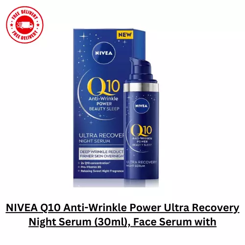 NIVEA Q10 Anti-Wrinkle Power Ultra Recovery Night Serum (30ml), Face Serum with