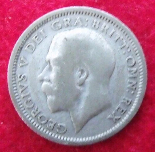 1925 GEORGE V SILVER SIXPENCE  ( 50% Silver )  British 6d Coin.   328 2