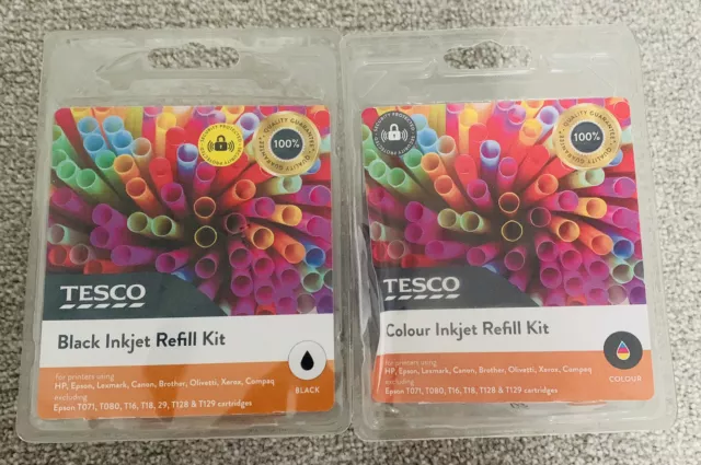 Inkjet refill kit BLACK And COLOUR HP Epson Canon Brother New Sealed Tesco