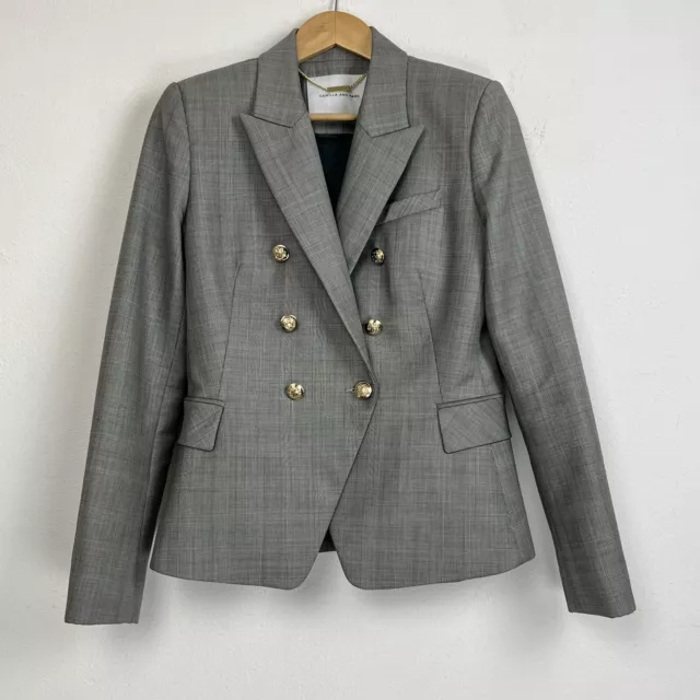 CAMILLA & MARC Grey White Check Collared 70% Wool Blend Dimmer Blazer Size 10