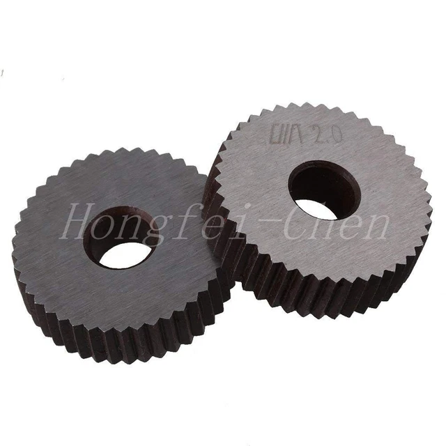 2x 28x8mm Metal Linear Knurl Single Straight Wheel Black+Silver