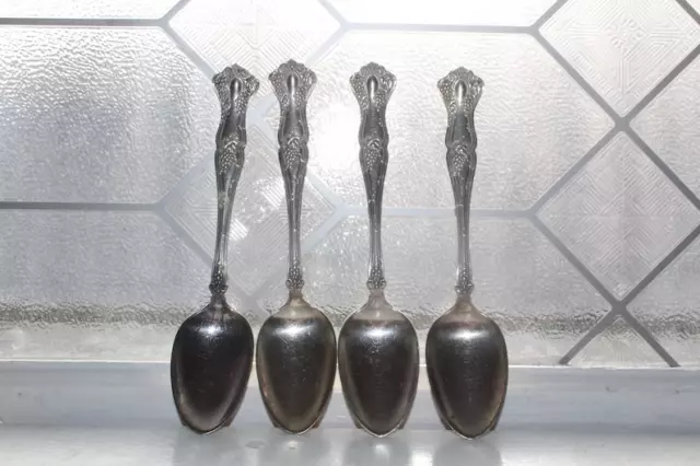 4 Antique Silverplate Spoons Grapes 1847 Rogers Bros