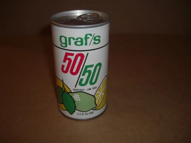 Graf/s 50/50 Grapefruit and Lime Drink Soda 12oz Can 1970's