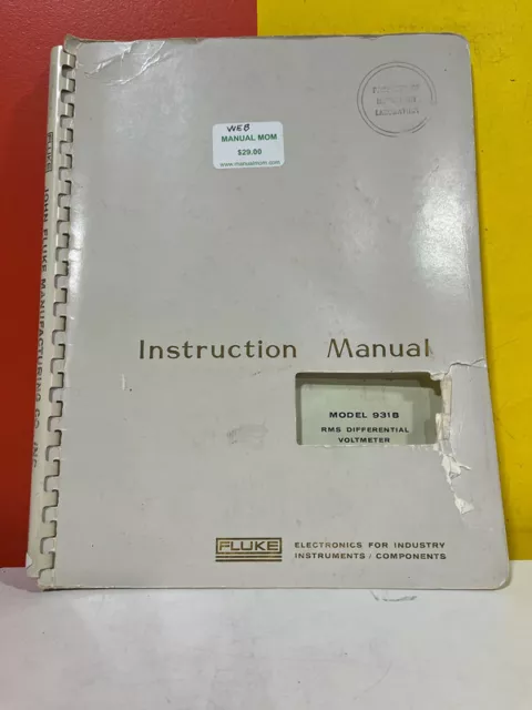 Fluke Model 931B RMS Differential Voltmeter Instruction Manual