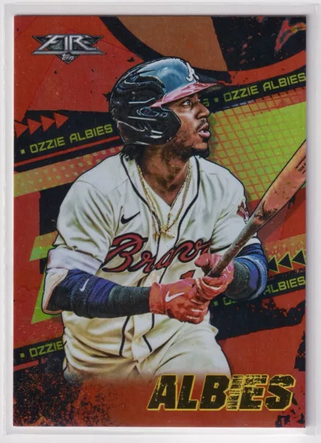 OZZIE ALBIES 299/299 Bookend Orange 2022 Topps Fire #65 Atlanta Braves